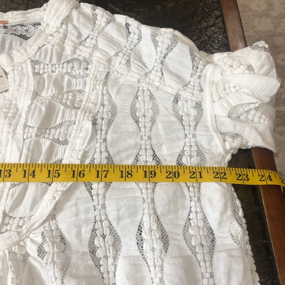 NWT Free People Candy Shop Tunic Womens M Ivory V-Neck Semi Sheer Ruffle Slouchy - Picture 14 of 15